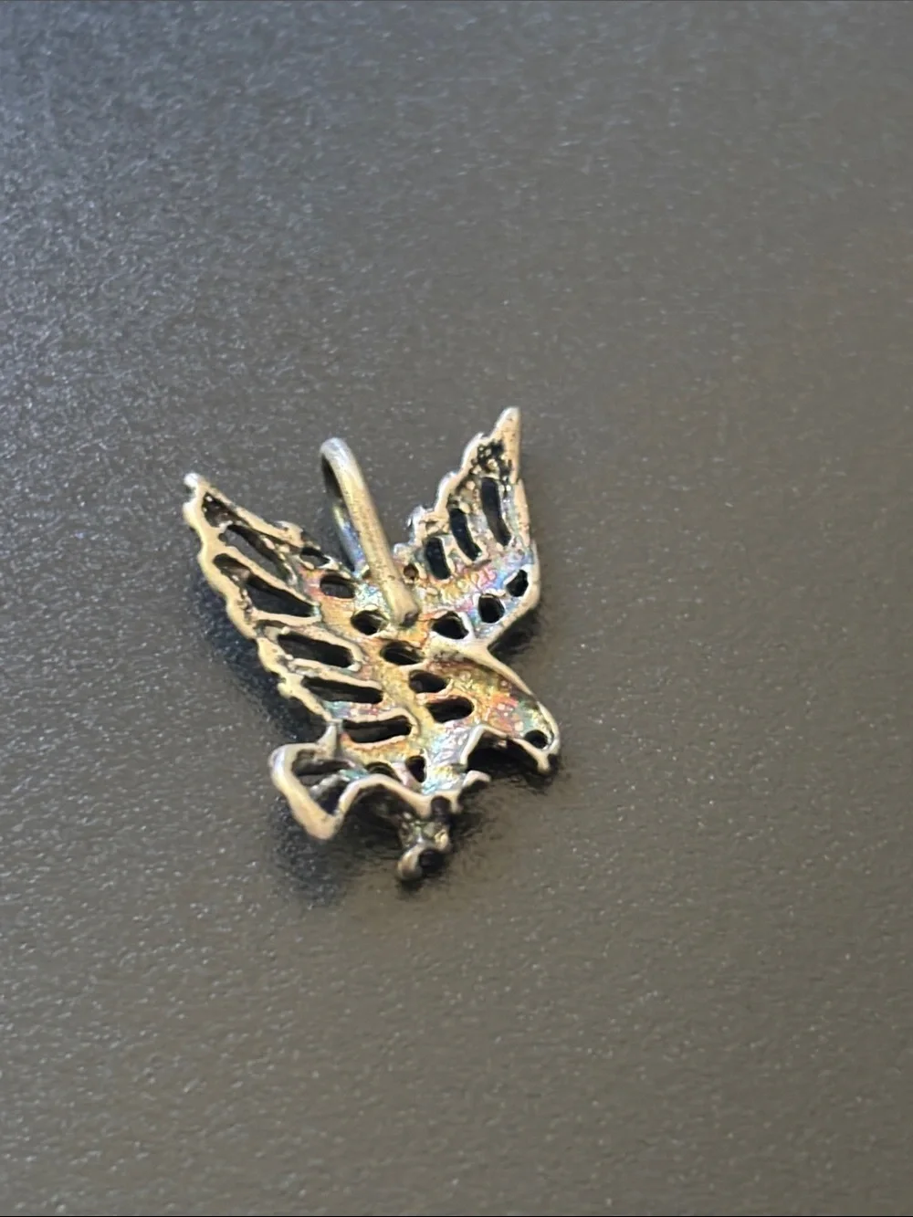 Sterling CARVED ABALONE EAGLE BROOCH real solid Silver Fine Jewelry Vntg Unisex